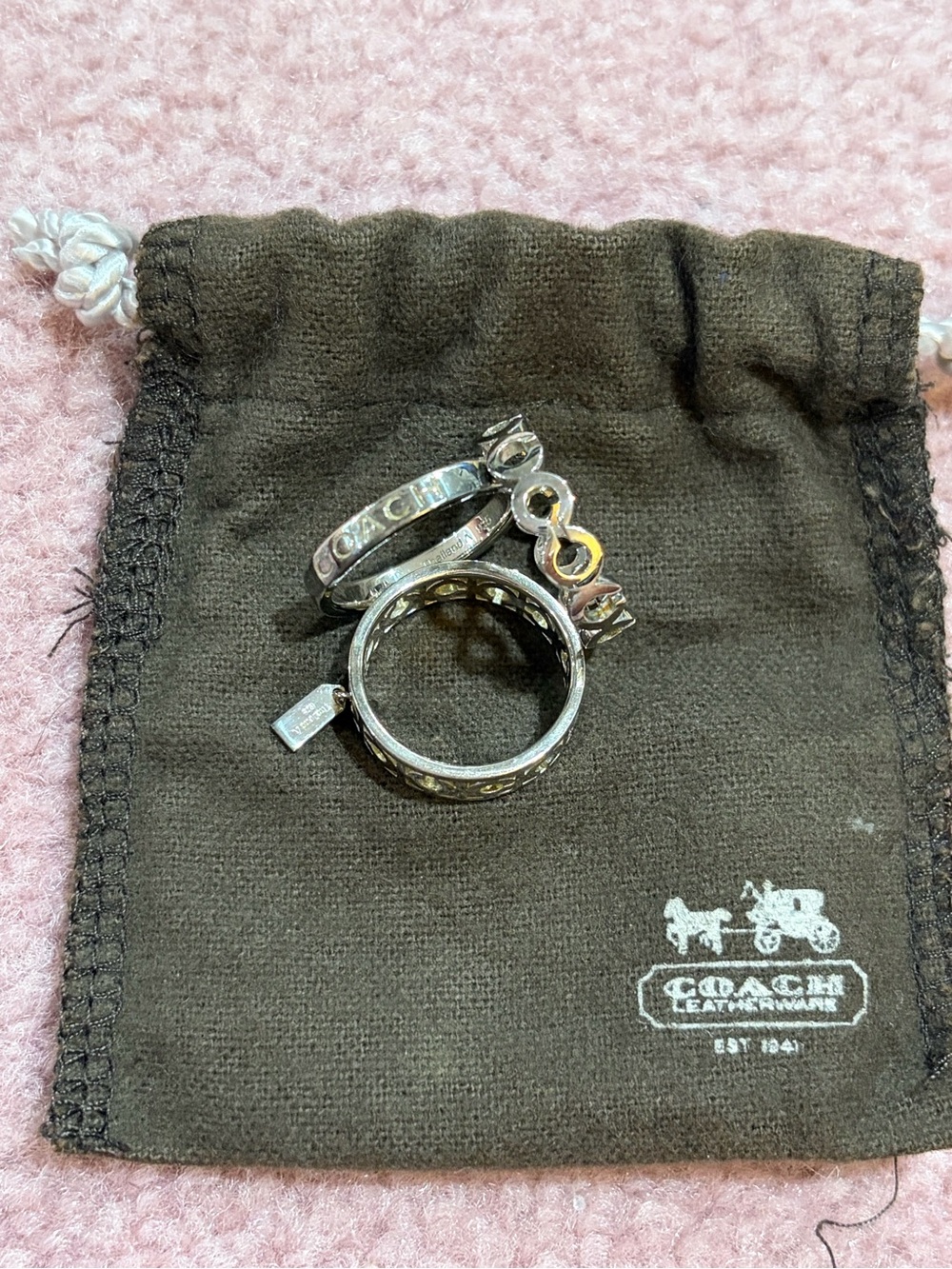 Coach Silver stackable rings